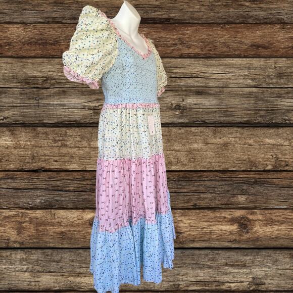 NWT Ivy City Co Emily Spring Patchwork Dress Milkmaid Cottagecore Size Medium - Picture 8 of 12